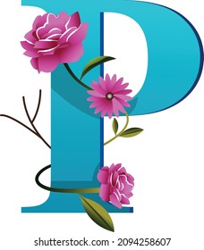 Ilustración del icono del logotipo de P floral creativo