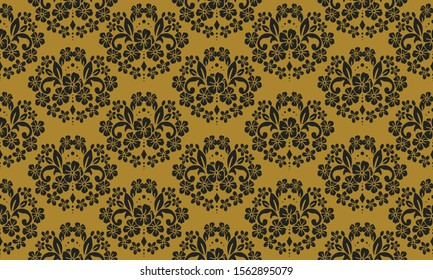 Creative floral pattern background, gold and black colors.