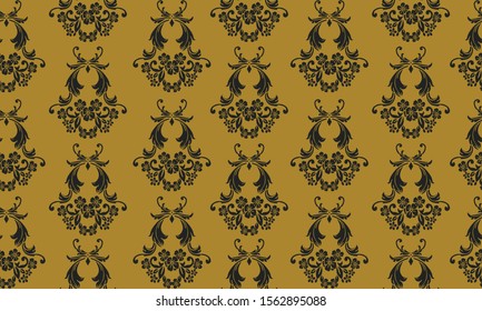 Creative floral pattern background, gold and black colors.