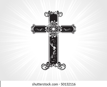 creative floral pattern black christian cross
