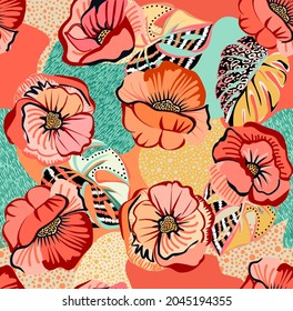 creative floral pattern in hand drawn style for fashion and decoration