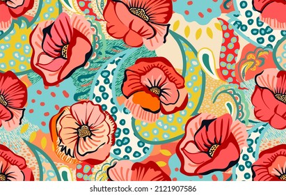 creative floral pattern in hand drawn style for fashion and decoration