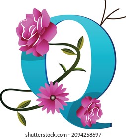 Creative floral Q logo icon art illustration