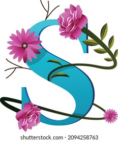 Creative floral S Logo Symbol Kunstgrafik