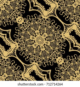 creative floral seamless background. black, gold color. vector illustration for background, wallpaper