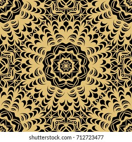 creative floral seamless background. black, gold color. vector illustration for background, wallpaper