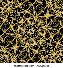 creative floral seamless background. black, gold color. vector illustration for background, wallpaper