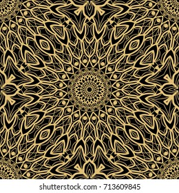creative floral seamless background. black, gold color. vector illustration for background, wallpaper