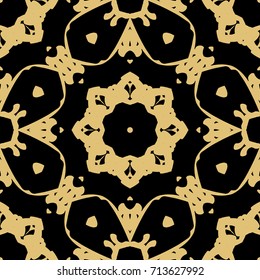 creative floral seamless background. black, gold color. vector illustration for background, wallpaper