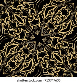 creative floral seamless background. black, gold color. vector illustration for background, wallpaper