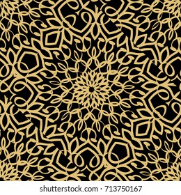 creative floral seamless background. black, gold color. vector illustration for background, wallpaper