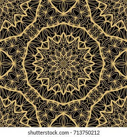 creative floral seamless background. black, gold color. vector illustration for background, wallpaper