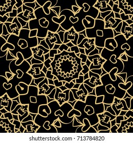 creative floral seamless background. black, gold color. vector illustration for background, wallpaper