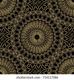 creative floral seamless background. black, gold color. vector illustration for background, wallpaper