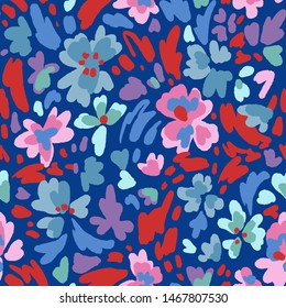 Creative floral seamless pattern with flowers. Hand drawn artistic background.