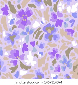 Creative floral seamless pattern with flowers. Hand drawn artistic background.