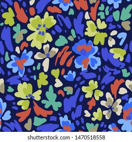 Creative floral seamless pattern with flowers. Hand drawn artistic background.