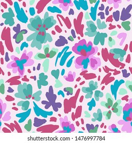 Creative floral seamless pattern with flowers. Hand drawn artistic background.