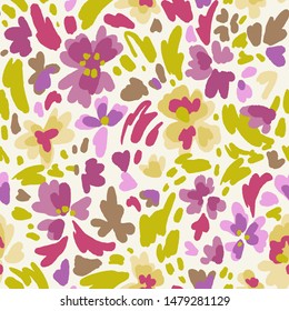 Creative floral seamless pattern with flowers. Hand-drawn artistic background. Abstract flowers. 