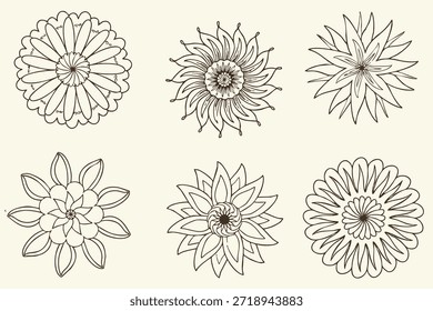 Creative flower art line. This design like henna art and unperfect style.
