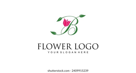 Creative flower logo design with combination letter from A to Z|rose logo| premium vector