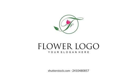 Diseño de logotipo de flor creativa con letra combinada del logotipo A a Z|rose| vector premium