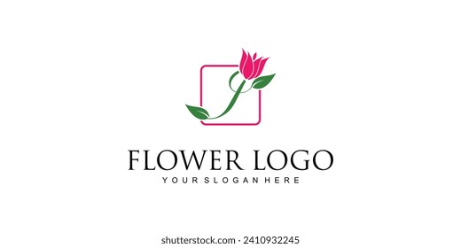 Creative flower logo design with combination letter from A to Z|rose logo| premium vector