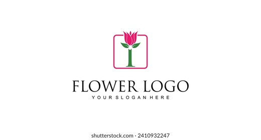 Creative flower logo design with combination letter from A to Z|rose logo| premium vector
