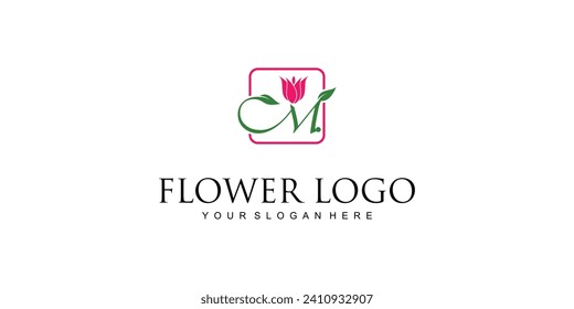 Creative flower logo design with combination letter from A to Z|rose logo| premium vector