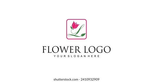 Creative flower logo design with combination letter from A to Z|rose logo| premium vector