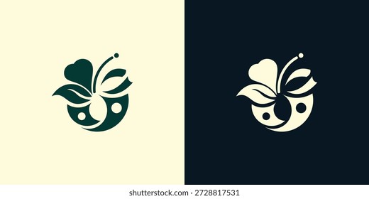 Diseño creativo del logotipo de la flor con el Vector premium del concepto único