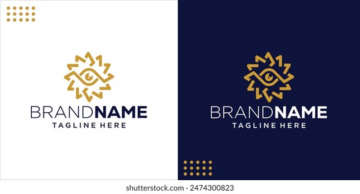Kreatives Blumenlogo mit einem Auge in der Mitte, Design-Inspiration, Illustration, Vektorgrafik.