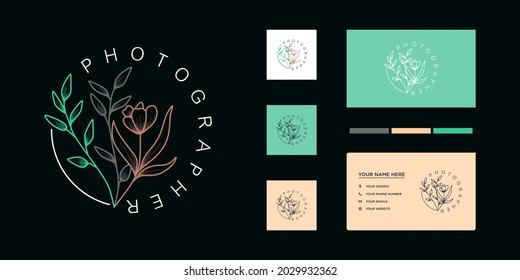creative flower logo feminine with line art style. logo reference for business