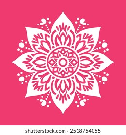 Creative flower ornament white mandala design on colorful background