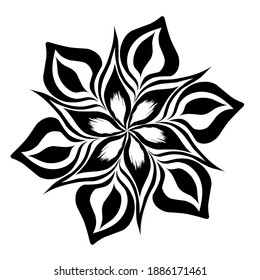 ilustración de patrones de flores creativas, vector abstracto, color negro