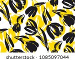 Creative flower pattern. Textures made with ink.hand drawn tulip seamless pattern for background, fabric, wrapping paper. stock template design. nature flat spring flower motif 