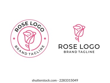 Creative flower rose logo line art design