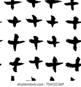 Creative flower seamless pattern. Textures made with black ink. Hand brush painting for your designs: logo, for posters, invitations, cards, etc. Vector.