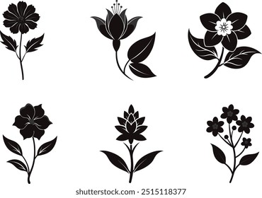 Projetos de vetor de silhueta de flor criativa para todos os tipos de projetos. De logotipos a convites, esses vetores florais adicionam elegância e estilo.