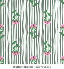 Creative flower stylized seamless pattern. Hand drawn botanical illustration. Abstract floral wallpaper. Naive art style. Design for fabric, textile print, wrapping, cover. Vector illustration