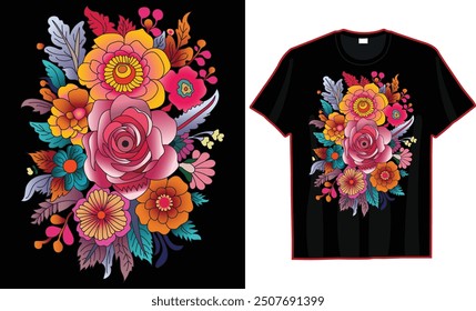 Creative flower t shirt design and template