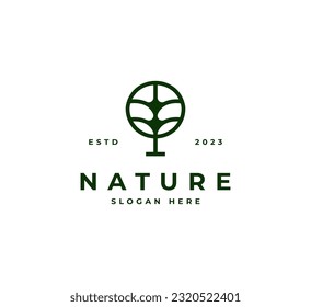 Creative flower tree icon logo design vector illustration. nature tree leaf logo design color editable