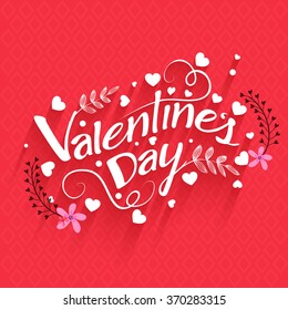 Creative flowers decorated beautiful greeting card with hearts for Happy Valentine's Day celebration.