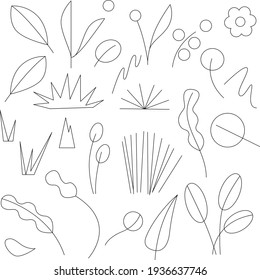 Creative flowers and plants in modern style. Vector illustration