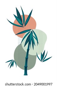 Creative flowing overlapping shapes, palm leaves. Cover for a natural product. Fashionable art for cover, poster, internet, page, social, media, postcards. Vector illustration