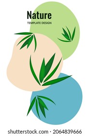 Formas solapadas creativas, hojas de palma. Cubierta para un producto natural. Arte de moda para portada, afiche, internet, página, social, medios, postales. Ilustración del vector