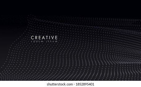 Creative flowing particles abstract circle wave background, smooth curvy shape dots fluid