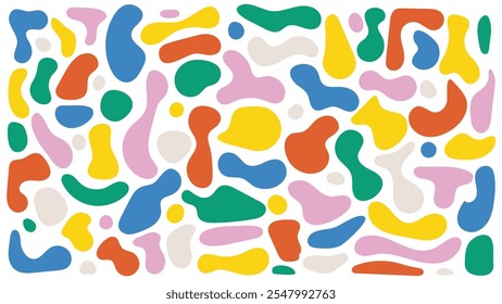 Formas de blob fluido criativo em várias cores, ótimo para fundos abstratos e decoração. Vetor de alta qualidade com formas orgânicas únicas.