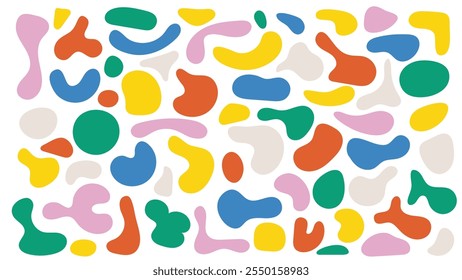 Formas de blob fluido criativo em várias cores, ótimo para fundos abstratos e decoração. Vetor de alta qualidade com formas orgânicas únicas.