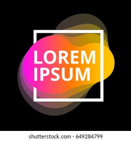  Creative fluid colorful shape with black background. Abstract Design template. Fluid logo shape. Creative sign for event.